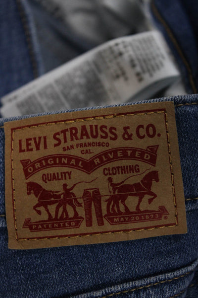 Levi's Womens Petite Cropped Ankle Jeans Blue High Rise Button Size 28