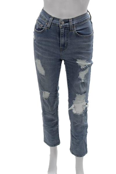 Levi's Womens Cropped Mom Jeans Blue High Rise 28in Size 26