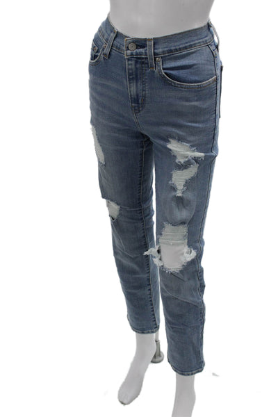 Levi's Womens Cropped Mom Jeans Blue High Rise 28in Size 26