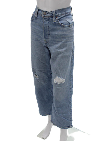 Levi's Women Cropped Mom Jeans Light Blue High Rise Size 28