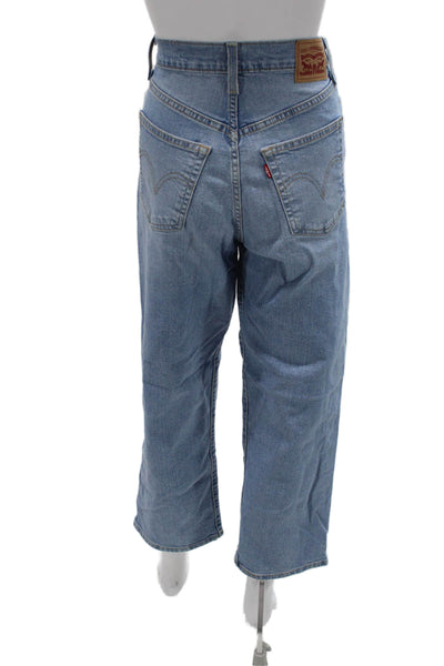 Levi's Women Cropped Mom Jeans Light Blue High Rise Size 28