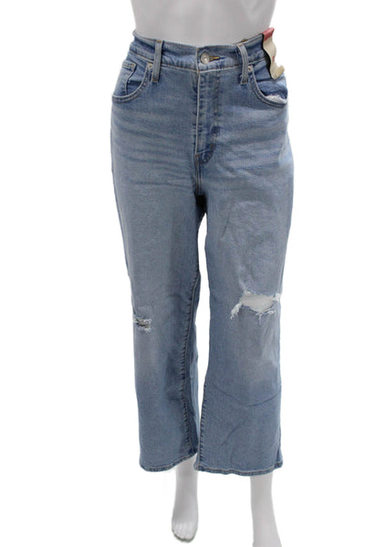 Levi's Women Boyfriend Cropped Jeans Light Blue High Rise 26 Inseam Size 28