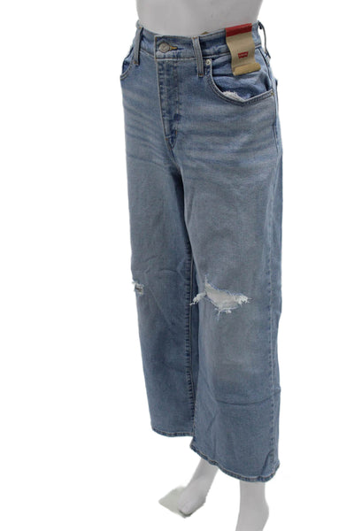 Levi's Women Boyfriend Cropped Jeans Light Blue High Rise 26 Inseam Size 28