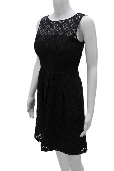 Shoshanna Women Fit & Flare Sleeveless Black Dress Round Neck Size 4