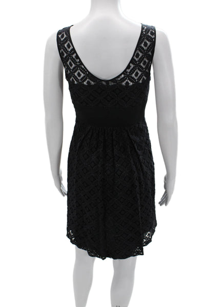 Shoshanna Women Fit & Flare Sleeveless Black Dress Round Neck Size 4