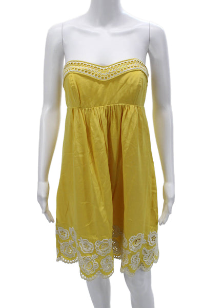 Shoshanna Womens Sundress Yellow Silk Short Sleeveless Beach Size 4