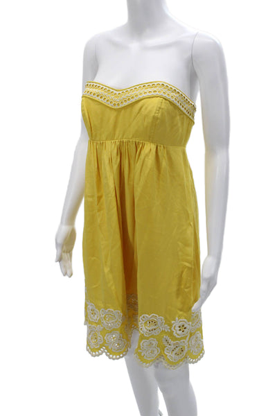 Shoshanna Womens Sundress Yellow Silk Short Sleeveless Beach Size 4