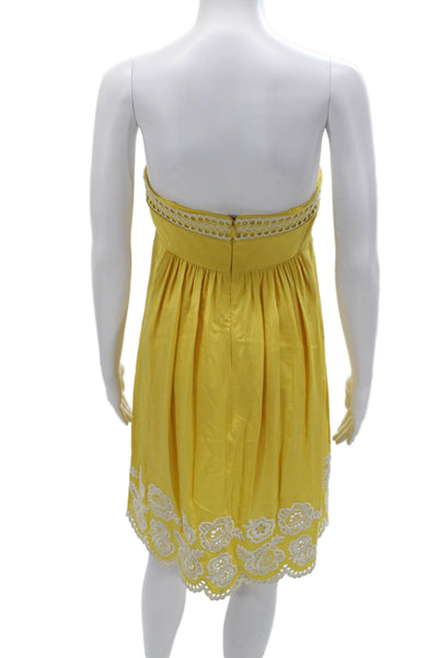 Shoshanna Womens Sundress Yellow Silk Short Sleeveless Beach Size 4