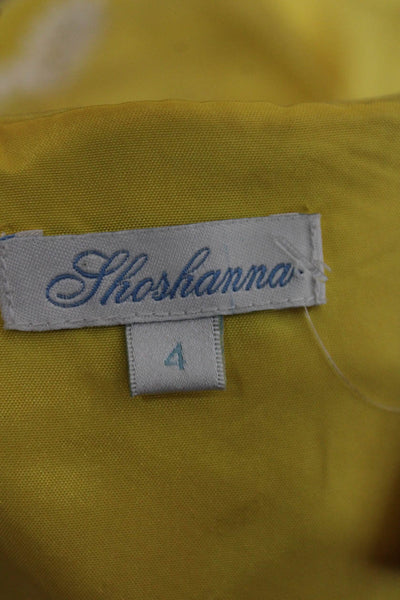 Shoshanna Womens Sundress Yellow Silk Short Sleeveless Beach Size 4