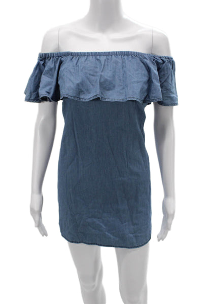 Sincerely Jules Women Shift Dress Blue Cotton Boho Short Size S
