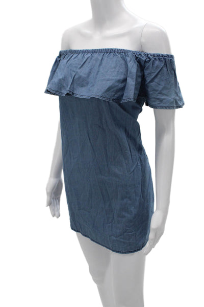 Sincerely Jules Women Shift Dress Blue Cotton Boho Short Size S