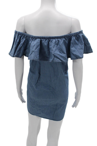 Sincerely Jules Women Shift Dress Blue Cotton Boho Short Size S