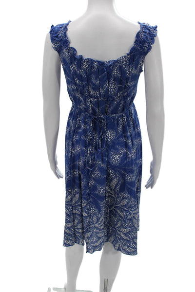 Elie Tahari Women Sundress Blue Polka Dot Silk Sleeveless Knee Length Size 4