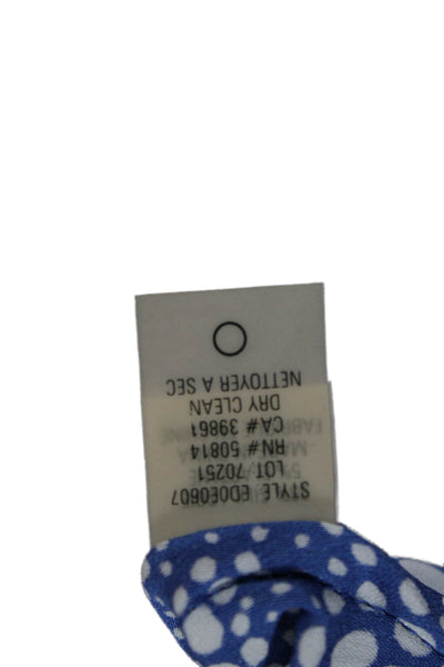 Elie Tahari Women Sundress Blue Polka Dot Silk Sleeveless Knee Length Size 4