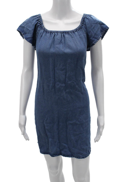 Southern Tide Womens Shift Dress Blue Cotton Short Sleeve Round Neck Size XS