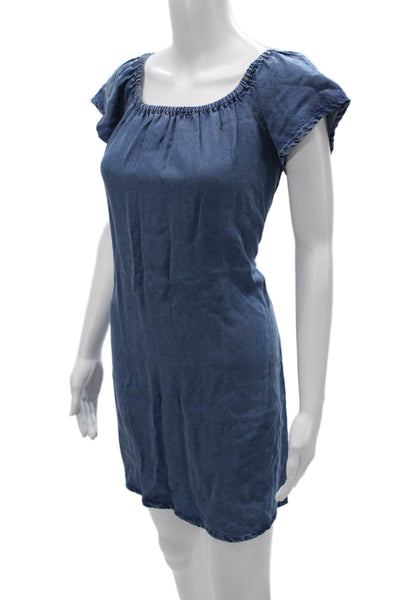Southern Tide Womens Shift Dress Blue Cotton Short Sleeve Round Neck Size XS