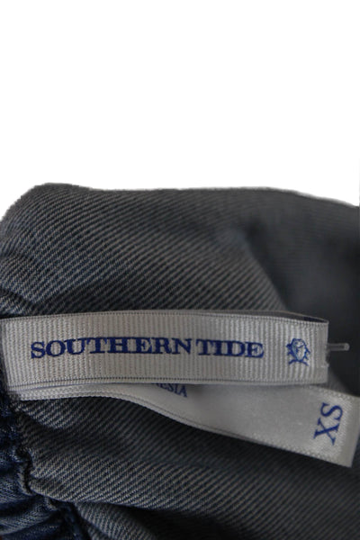Southern Tide Womens Shift Dress Blue Cotton Short Sleeve Round Neck Size XS