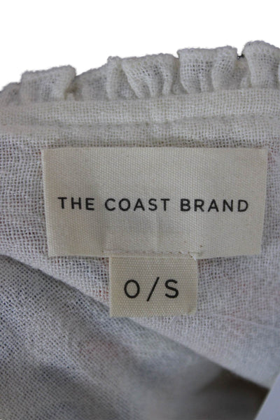 The Coast Brand Womens Tunic White Floral 3/4 Sleeve Tie Size One