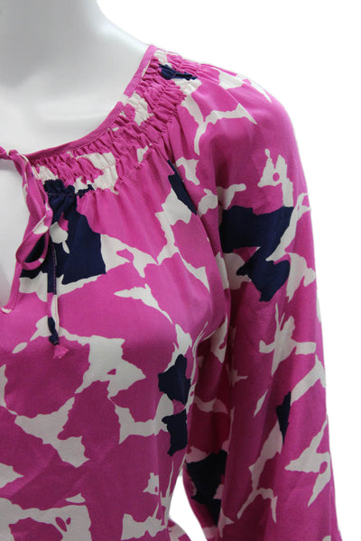 Yumi Kim Womens Colorful Pink Tunic Blouse 3/4 Sleeve Cotton Size S