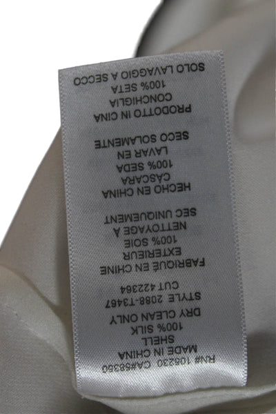 Joie Womens Tunic Blouse White Silk Long Sleeve Round Neck Size S