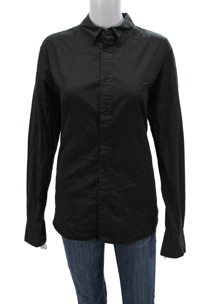 Rag & Bone Women Black Collared Long Sleeve Button-Up Top Basic Size M