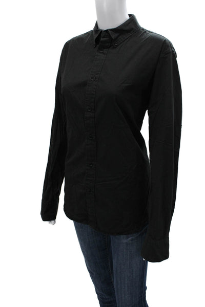 Rag & Bone Women Black Collared Long Sleeve Button-Up Top Basic Size M