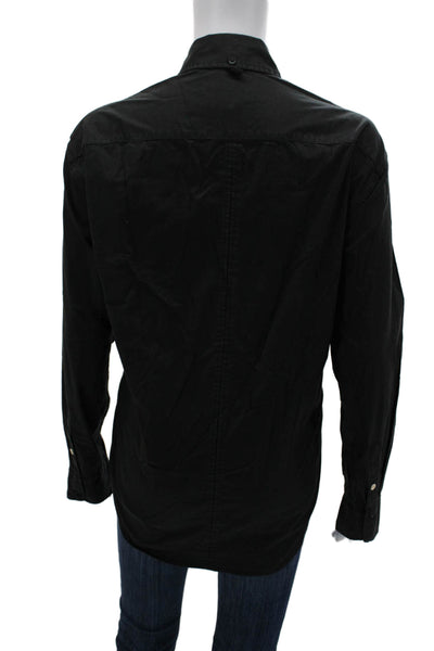 Rag & Bone Women Black Collared Long Sleeve Button-Up Top Basic Size M