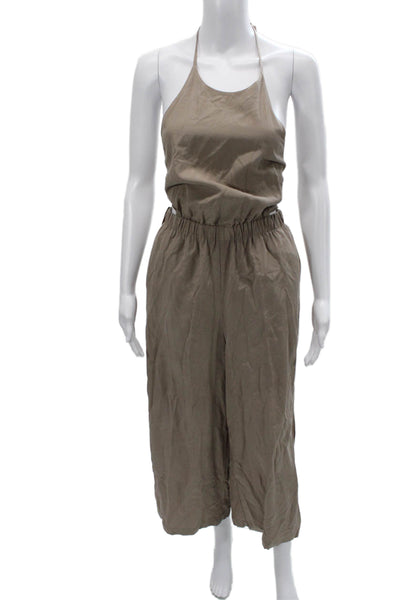 Bardot Womens Jumpsuit Halter Neck Sleeveless Brown Solid Size 4