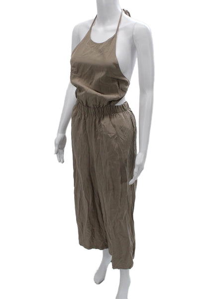 Bardot Womens Jumpsuit Halter Neck Sleeveless Brown Solid Size 4