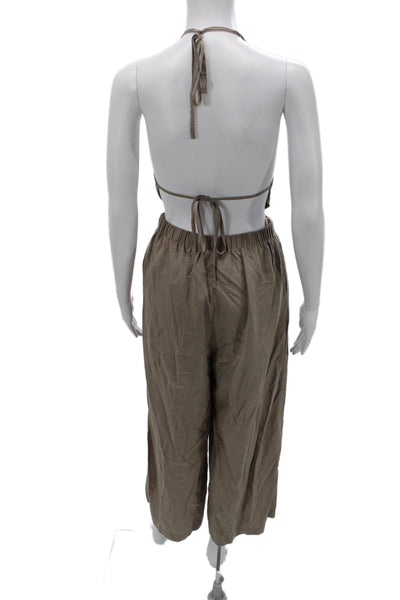 Bardot Womens Jumpsuit Halter Neck Sleeveless Brown Solid Size 4