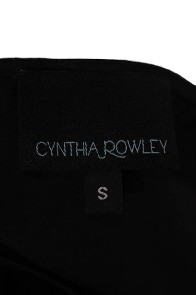 Cynthia Rowley Women Wrap Dress Black Short Sleeve Knee Length Size S