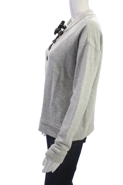Rails Women Petites Henley Sweatshirt Gray Lace Up Long Sleeve Size S