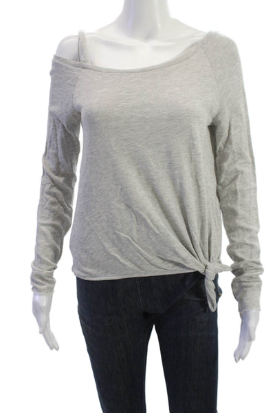 Generation Love Womens Basic Long Sleeve Tie Front Gray Top Size S