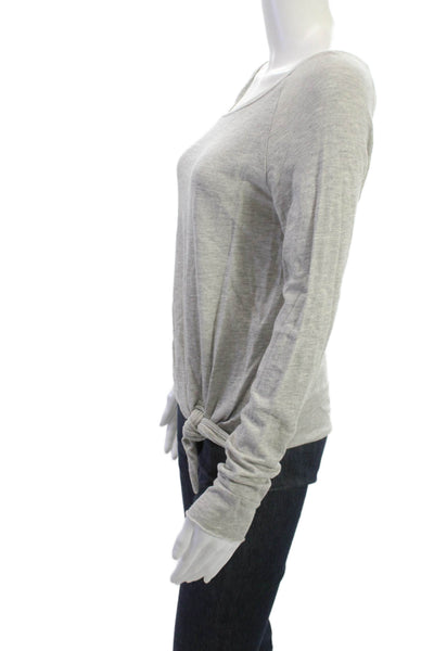 Generation Love Womens Basic Long Sleeve Tie Front Gray Top Size S