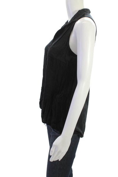 Splendid Women Black Rayon Collared Sleeveless Basic Tank Size M