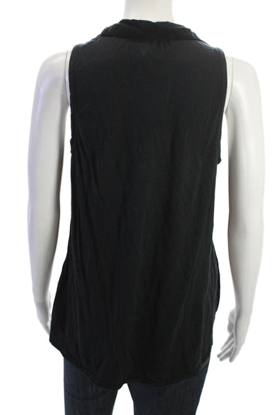 Splendid Women Black Rayon Collared Sleeveless Basic Tank Size M