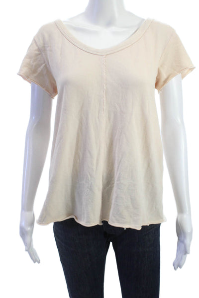 Wilt Women Basic T-Shirt Short Sleeve Beige Cotton Bohemian Size S
