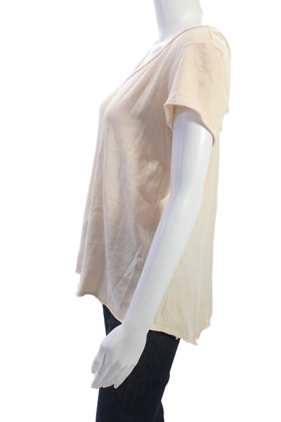 Wilt Women Basic T-Shirt Short Sleeve Beige Cotton Bohemian Size S
