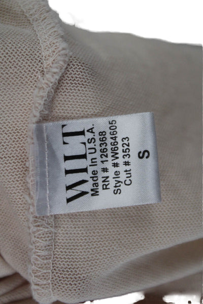 Wilt Women Basic T-Shirt Short Sleeve Beige Cotton Bohemian Size S