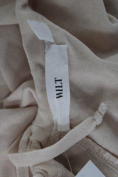 Wilt Women Basic T-Shirt Short Sleeve Beige Cotton Bohemian Size S
