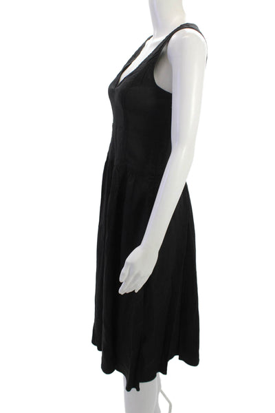 Theory Womens Fit & Flare Tank Dress Black V-Neck Knee Length Size 4