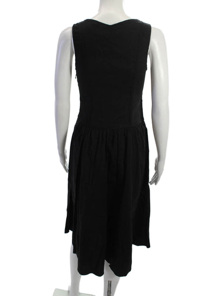 Theory Womens Fit & Flare Tank Dress Black V-Neck Knee Length Size 4