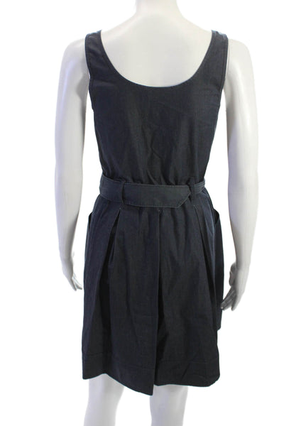Theory Women Tank Dress Dark Blue Sleeveless Buckle Solid Size 4