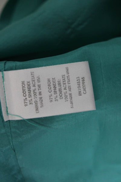 Nanette Lepore Women A-Line Sundress Green Square Neck Cotton Spandex Size 8