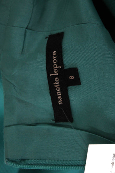 Nanette Lepore Women A-Line Sundress Green Square Neck Cotton Spandex Size 8
