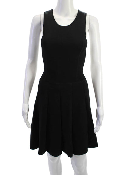 Parker Womens Fit & Flare Tank Dress Black Short Sleeveless Round Neck Size S