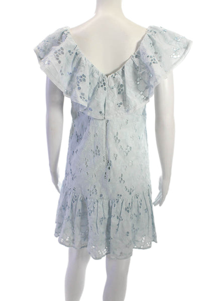 Rebecca Taylor Womens Sundress Light Blue Floral V Neck Size 2