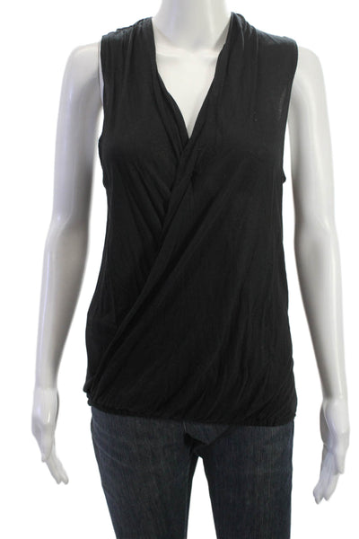 Lanston Women Black V-Neck Sleeveless Tank Siro Micro Modal Size M