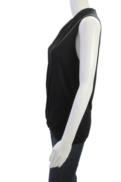 Lanston Women Black V-Neck Sleeveless Tank Siro Micro Modal Size M