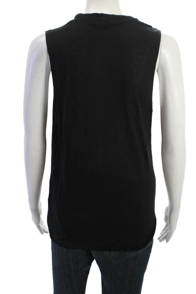 Lanston Women Black V-Neck Sleeveless Tank Siro Micro Modal Size M